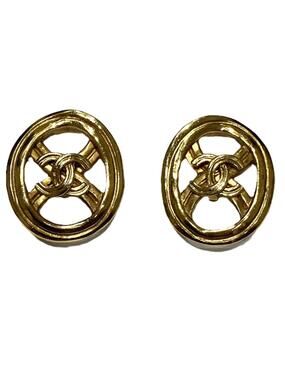 Chanel Cc Logo Clip-On Earrings Gold- #347260C59B